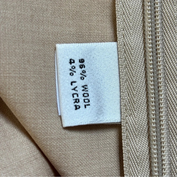 St John Collection Tan Beige Trouser Pants Wool Blend 14 Wide Leg Side Zip - Picture 4 of 7